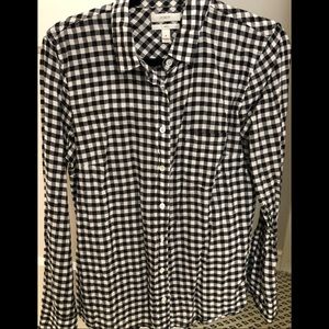 JCrew gingham black and white button down shirt